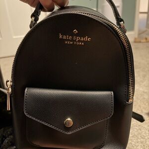 kate spade Black Saffiano Mini Backpack with Gold Accents